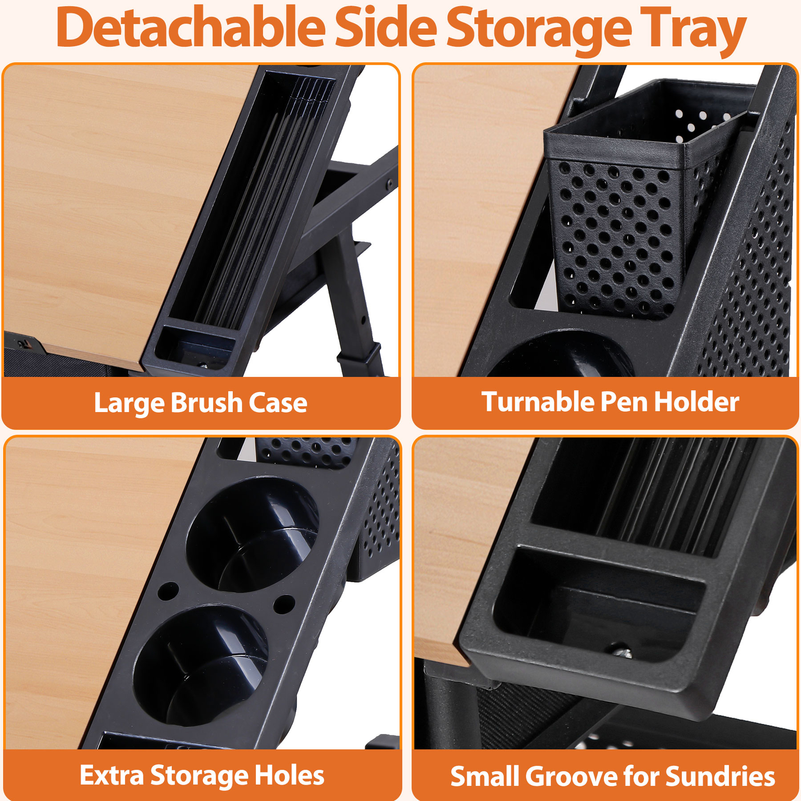 Adjustable Drafting Table with Outlet Artist Drawing Table with Stool Natural