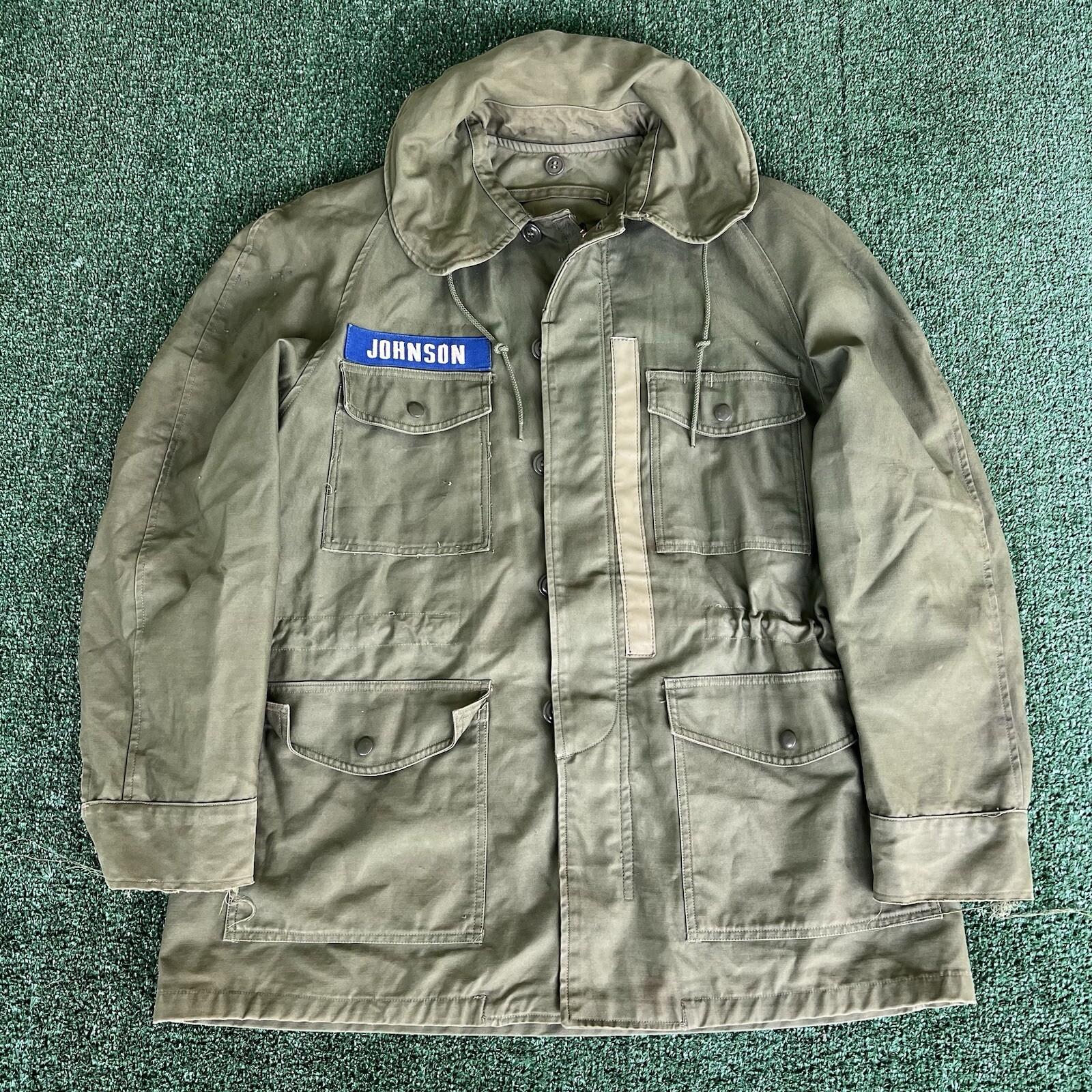 Vintage 50s 60s Korea Vietnam War OG 107 Sateen Jacket Medium Regular Reflective