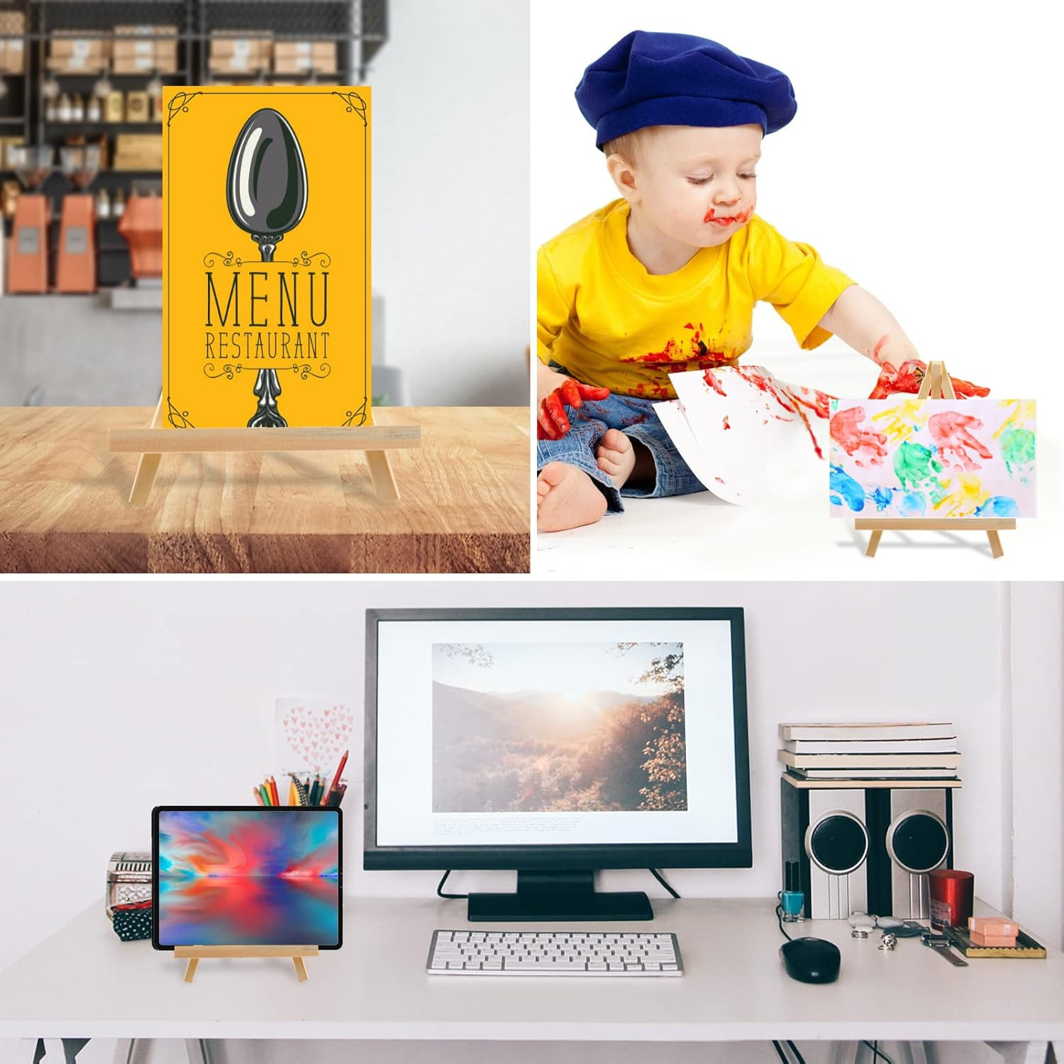 2 Pack 14 Inch Wood Easels, Tabletop Easels, Easel Stand for Painting, Tripod Pa