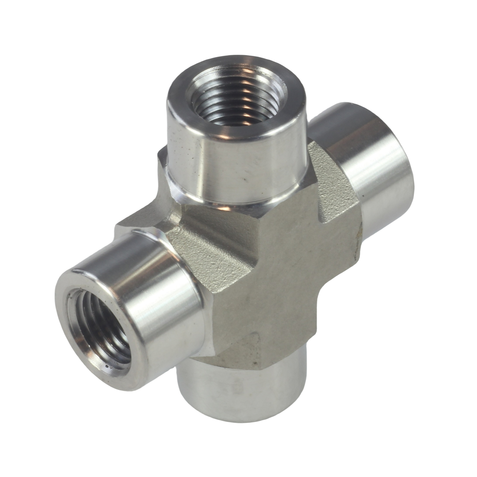 HFS(R) 1/4" NPT Female Thread Pipe Fitting 4 Way Cross Stainless Steel 304