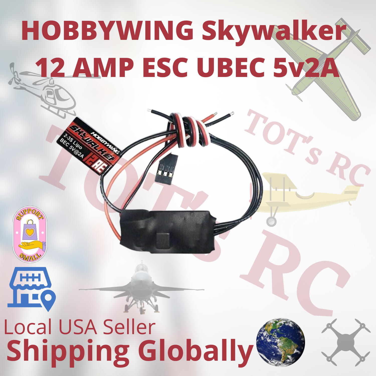 Hobbywing Skywalker 12A 20A 30A 40A 50A 60A 80A 100amp ESC 2-6s w/BEC