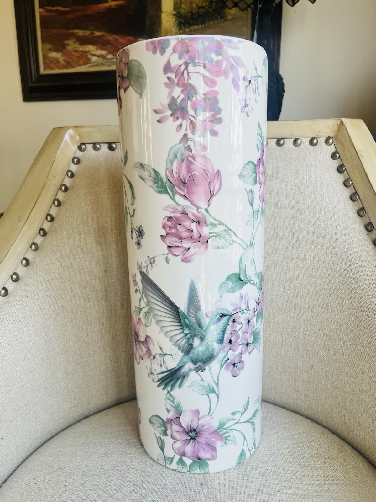 Beautiful Colorful Flower Bird Umbrella Stand Holder Floral /Vase NICE