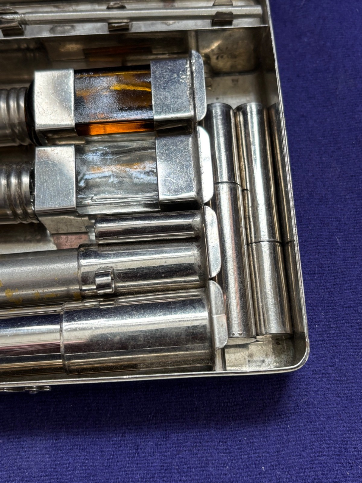 ANTIQUE VINTAGE ART DECO STEEL BOX ACUPUNCTURE KIT DISPLAY ONLY OLD ESTATE FIND