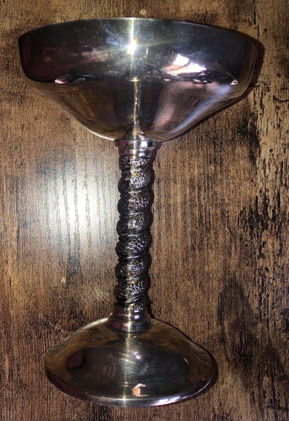 (12) Vintage Alfonso Lara Silverplate Wine Cups Goblets Spain Vine Twisted Stem