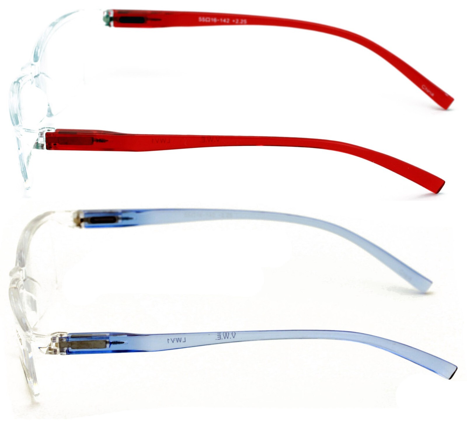 2 Pairs Lightweight Transparent Frame Clear Rectangular Readers Reading Glasses