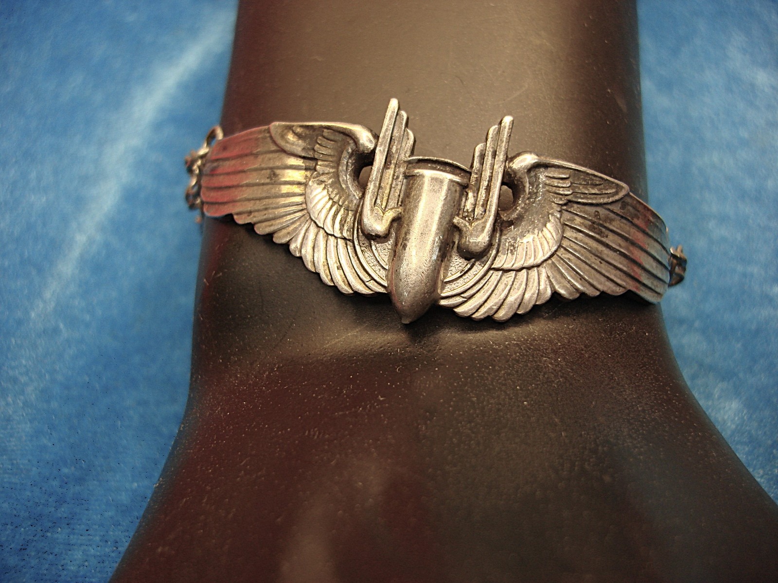 U.S. ARMY AIRFORCE AERIAL GUNNER WINGS CONVERTED TO BRACELET - STERLING SILVER