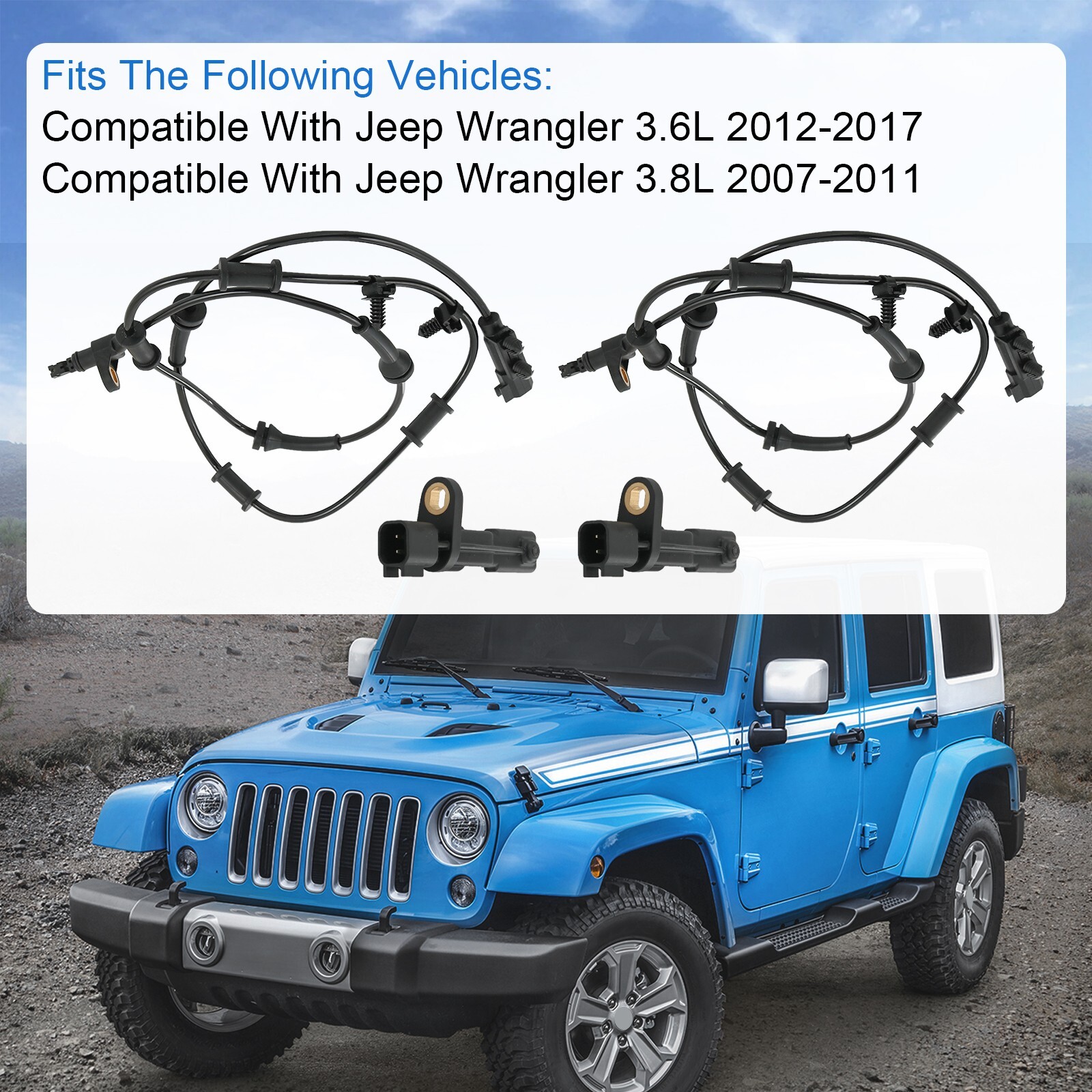 4 PCS Front Rear Left Right ABS Wheel Speed Sensor for 2007-2017 Jeep Wrangler