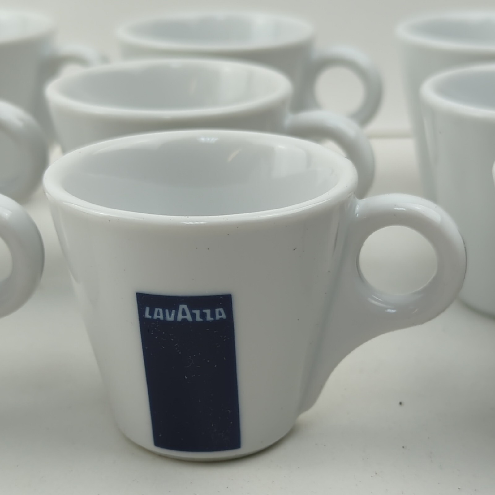 12 Lavazza Espresso Porcelain Coffee Demitasse 2" Cup Mug Blue Logo Tazze Caffe