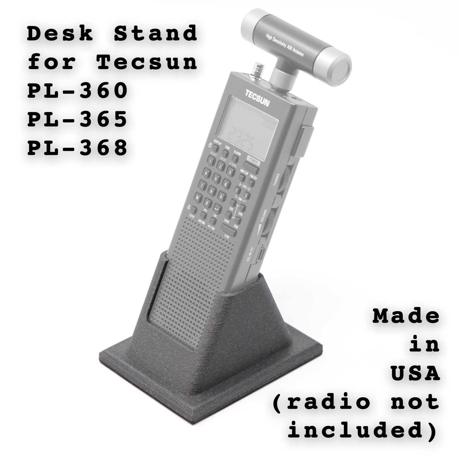 Angled Drop-in Desk Stand for Tecsun PL-360 PL-365 PL-368 PL360 PL365 PL368 USA