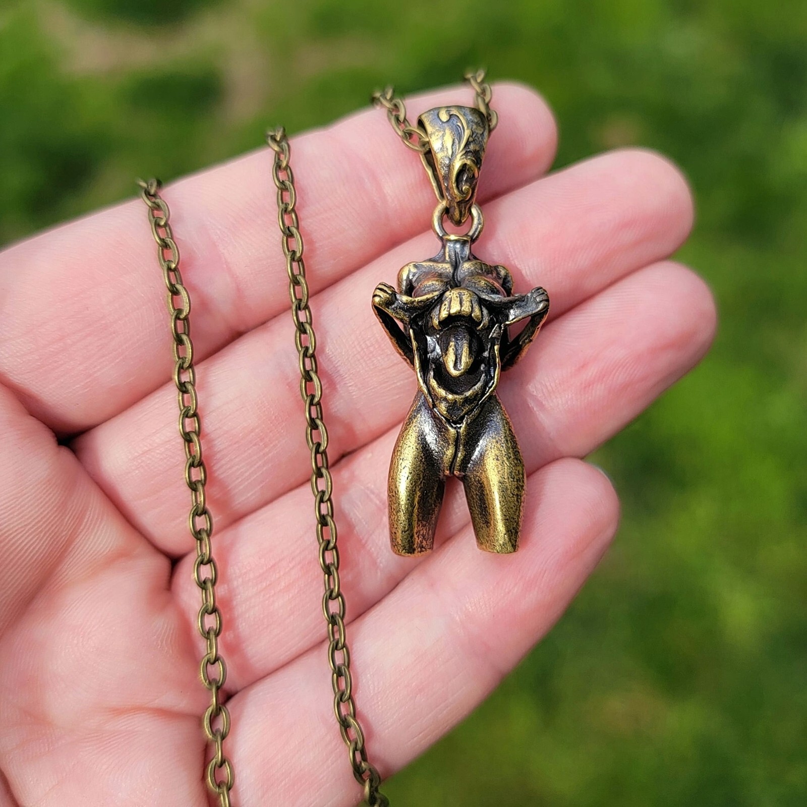 Man-Eater Monster Necklace, Bronze Gothic Pendant