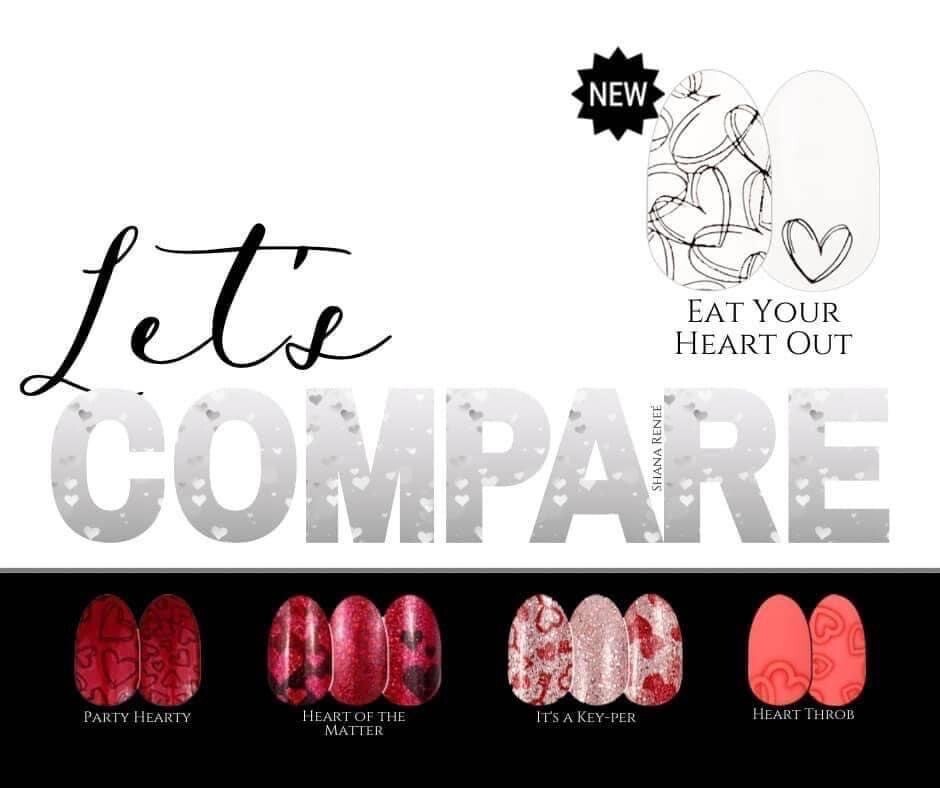 ❤️🦄 *COLOR STREET* Red Pinks Silver glitter valentine heart nail strips NEW HTF