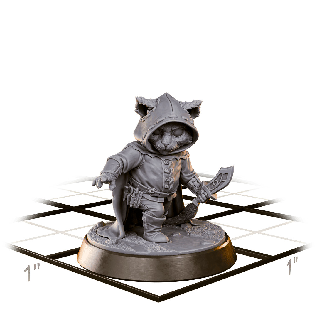 Catfolk Rogue 32mm Scale Resin Miniature 3D Printed D&D Tabletop RPG