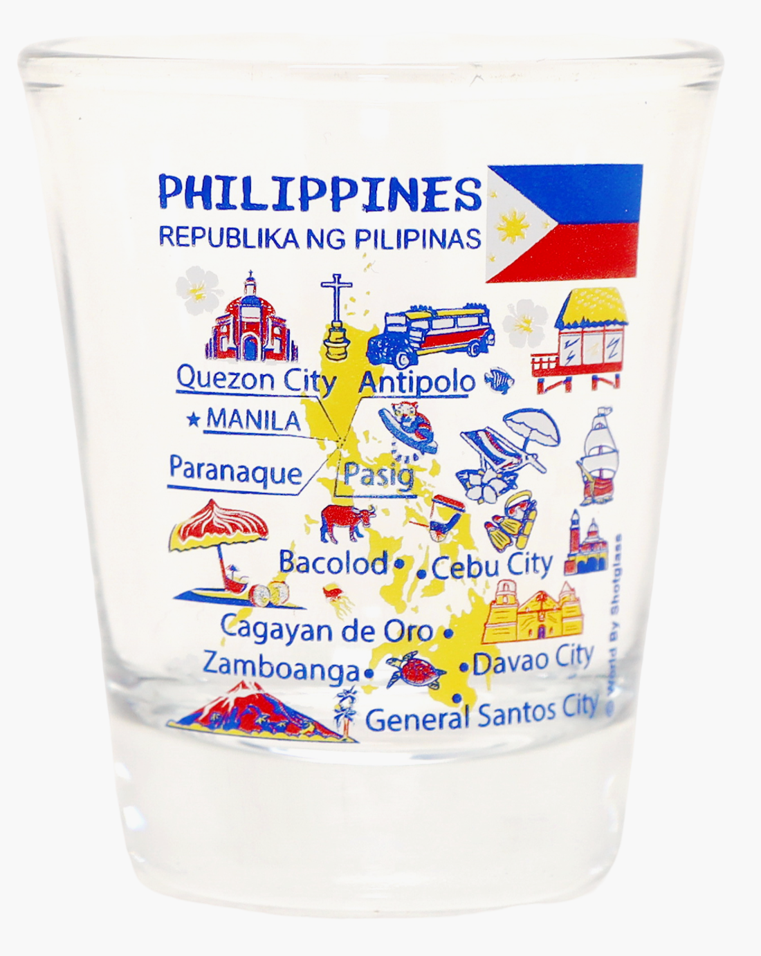 PHILIPPINES LANDMARKS AND ICONS COLLAGE SHOT GLASS SHOTGLASS