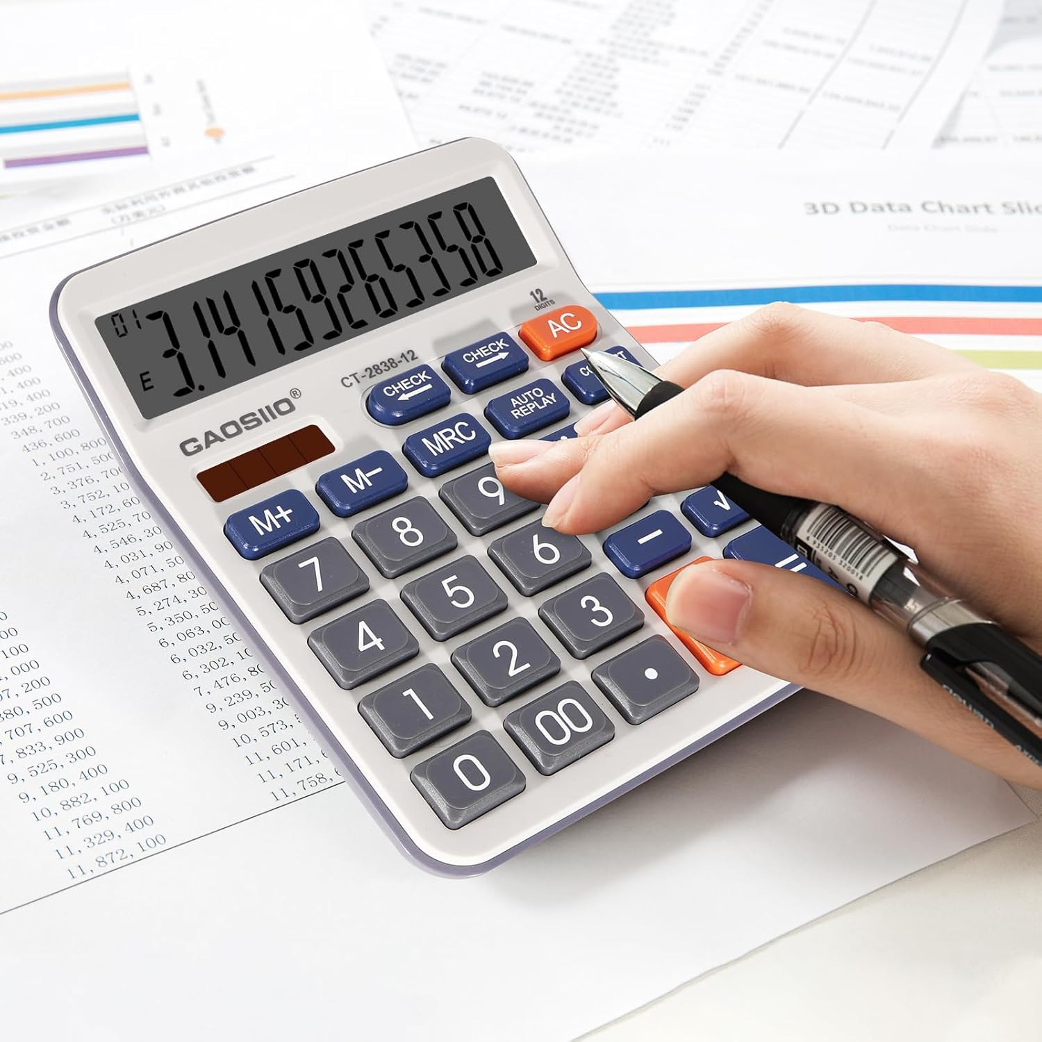 Desktop Calculator, Extra Large 5 Inch LCD Display, Desk Calculator, 12 Digits,