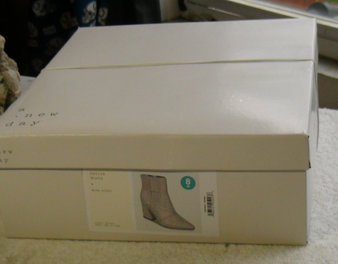 A New Day Cailin Womens Rhinestone Wide Width Ankle Boots Silver Size 8W