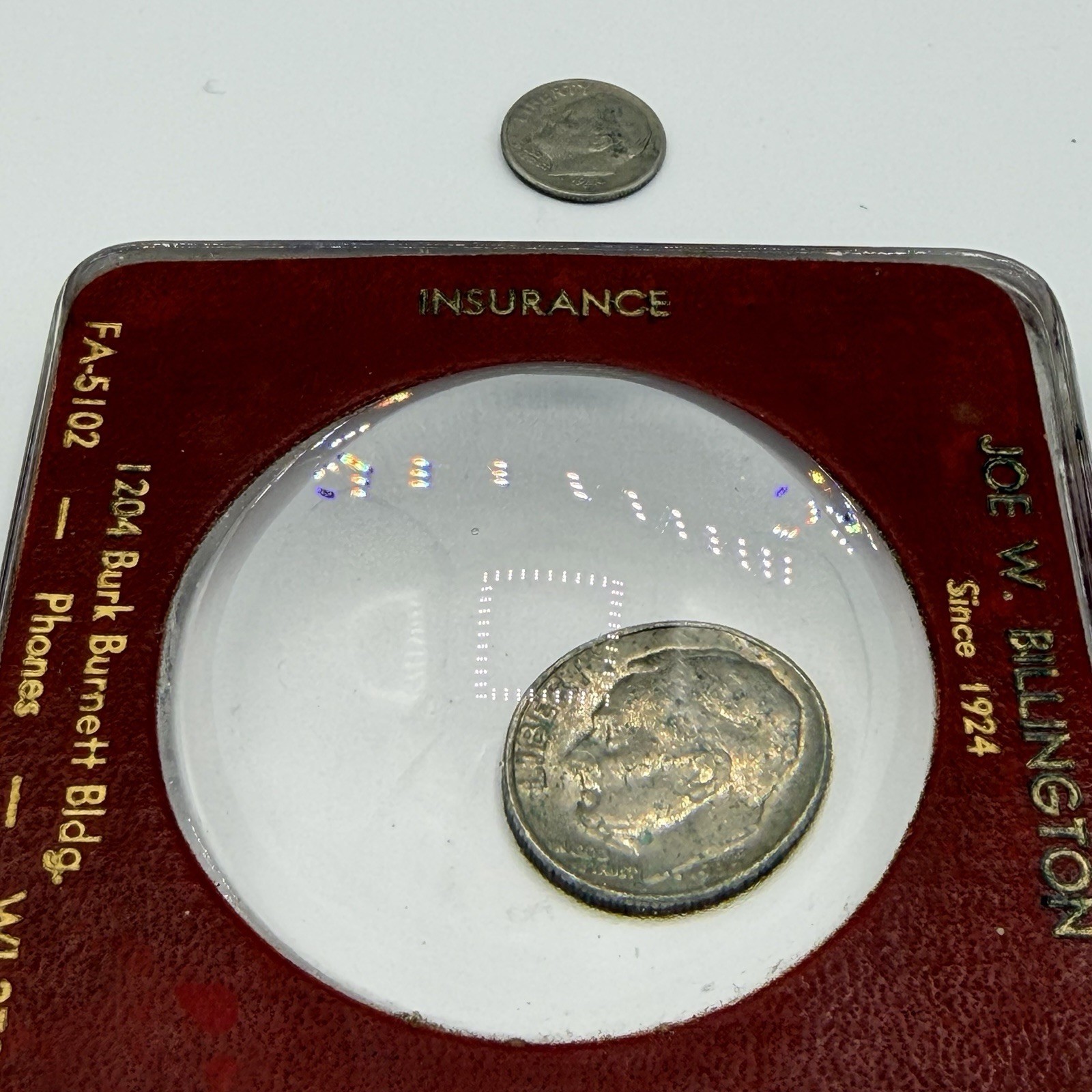 Vintage Glass Advertising Bubble Magnifier/Paperweight - Real Estate Insurance ￼