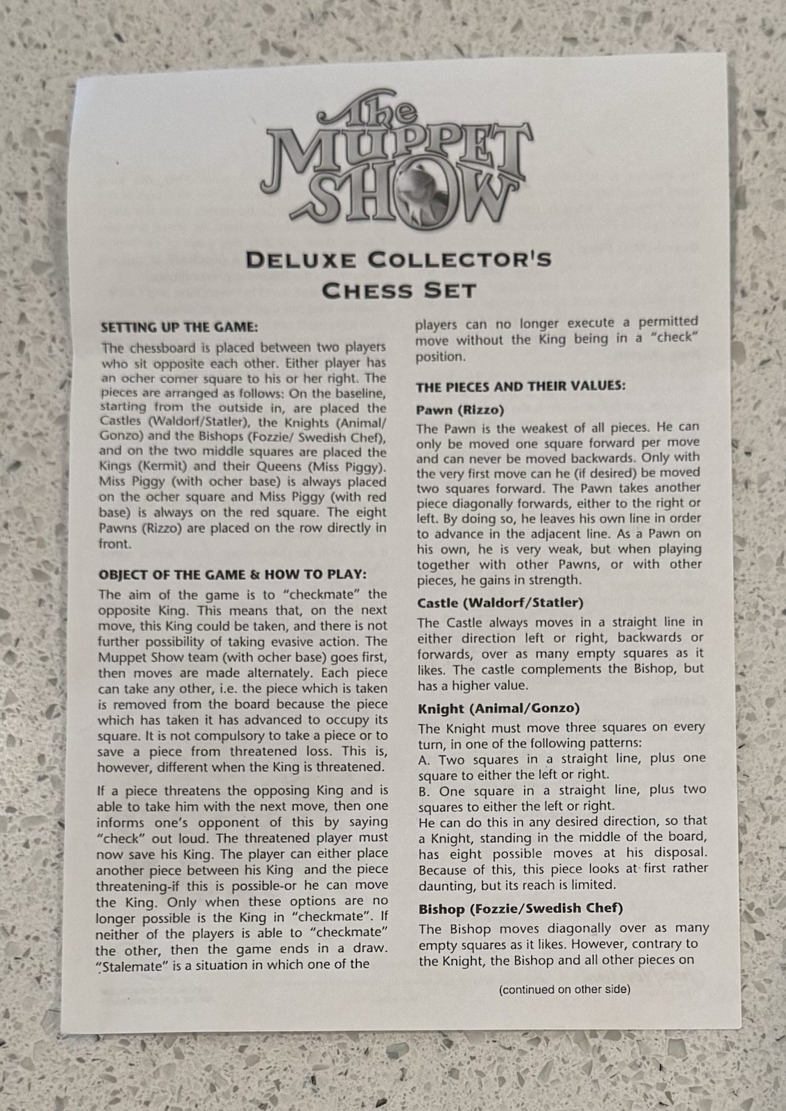 The Muppet Show Deluxe Collector's Chess Set Complete Metal Tin