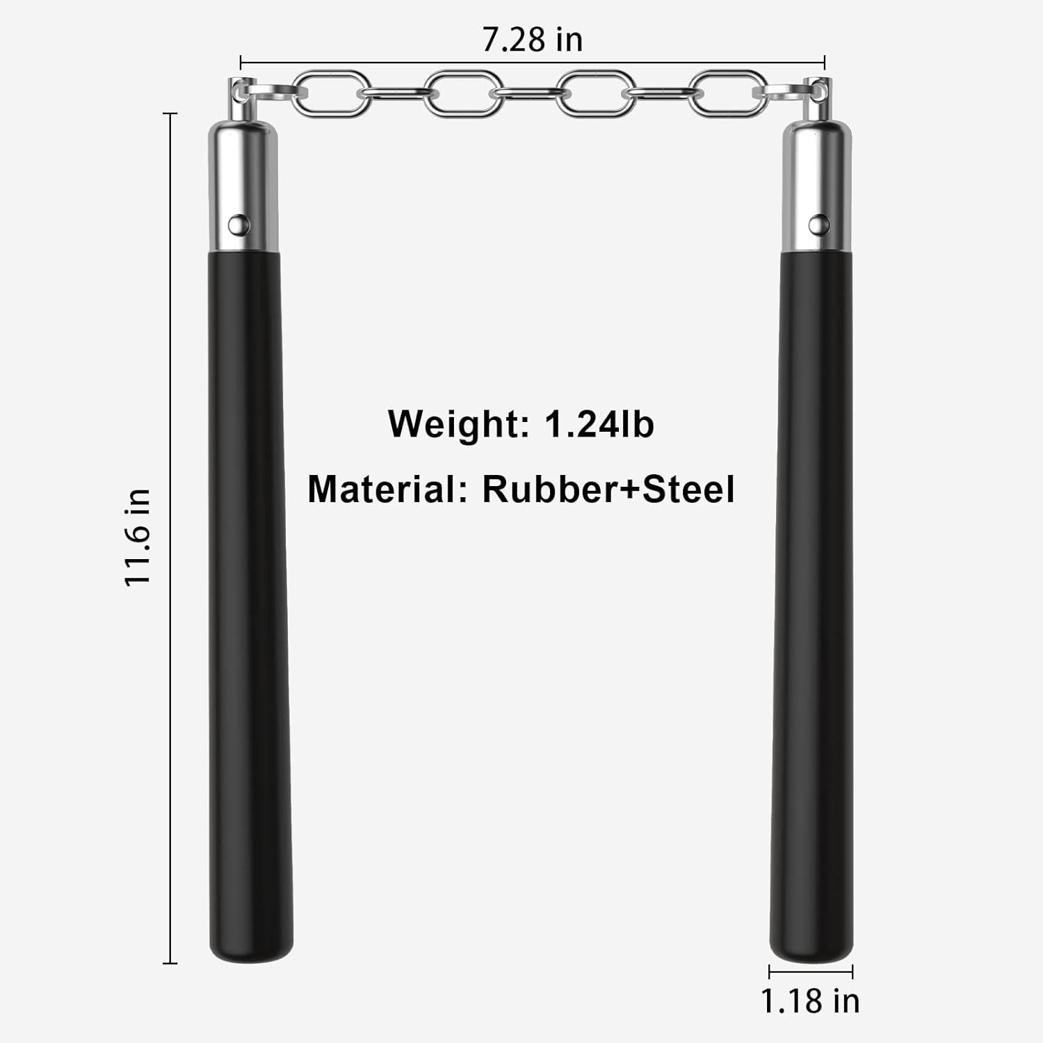 Professional Rubber Training Nunchucks with Steel Chain for Adults and Pros
