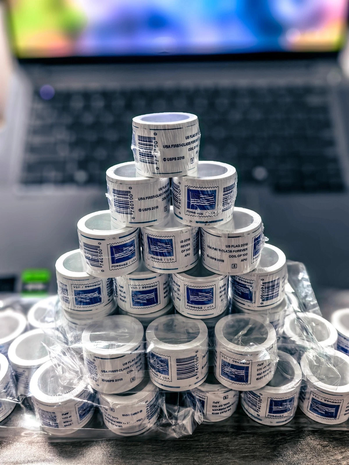 10 rolls of 100 USPS - Postage Free Ship!!-1000 PCS-Special Sale(2019)