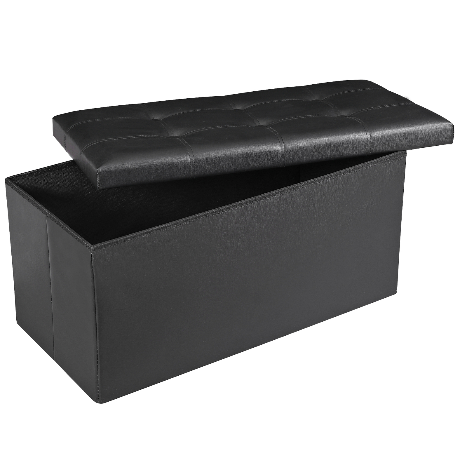 30" Storage Ottoman Bench Folding Footrest Stool Storage Chest Hold up to 350LBS