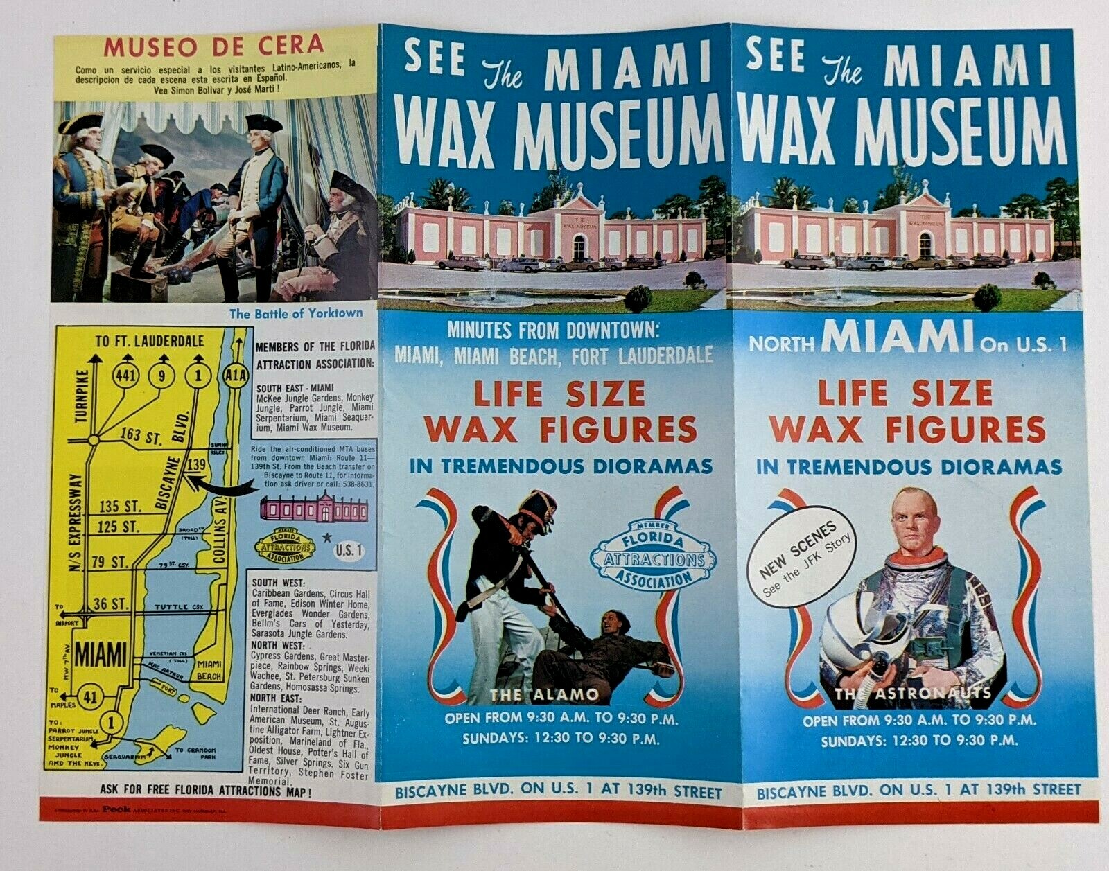 1960s Miami FL Wax Museum Astronauts History Tourist Vintage Travel Brochure