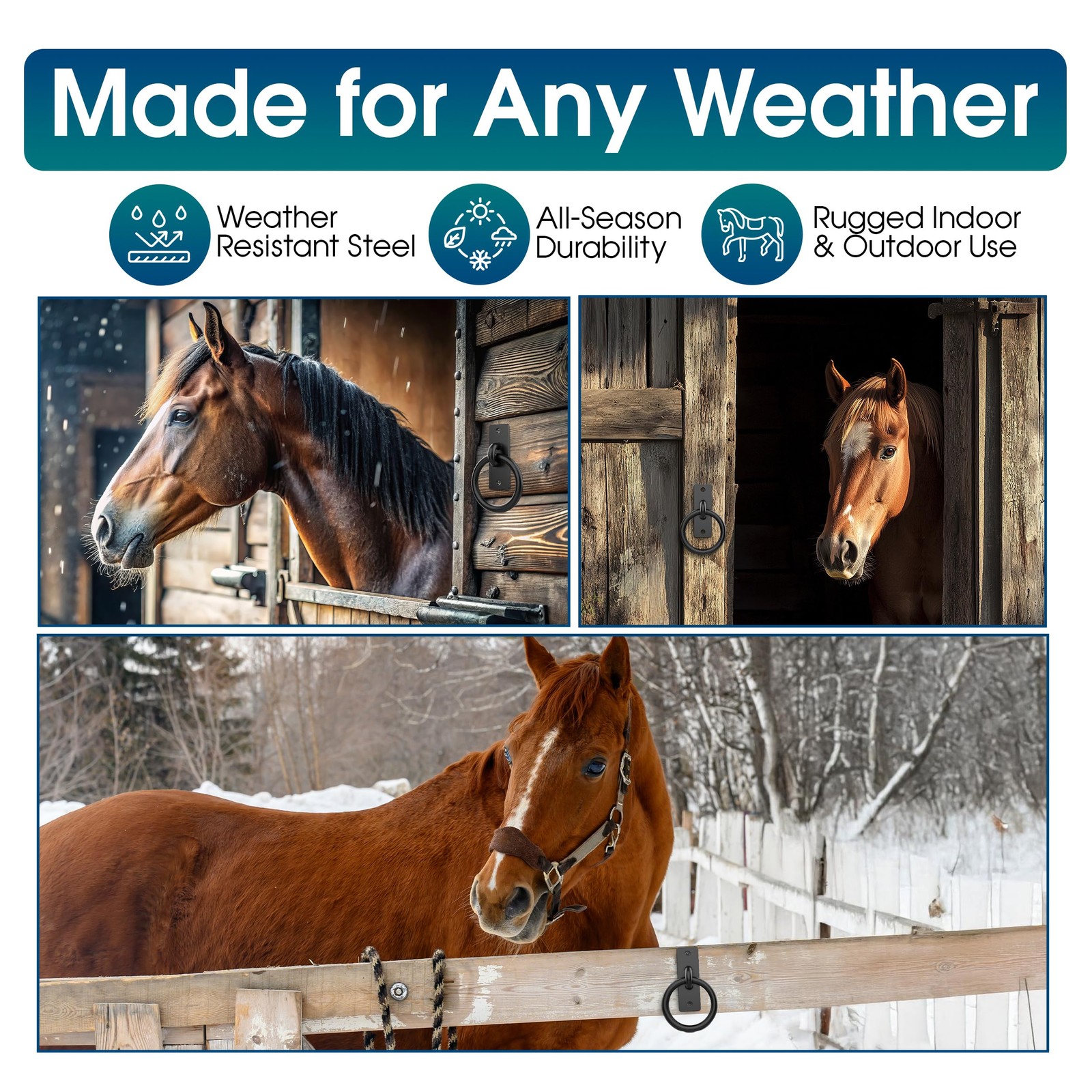 Sunset Valley Metalcraft Horse Tie Ring - 2-3/8" inches Heavy-Duty Black