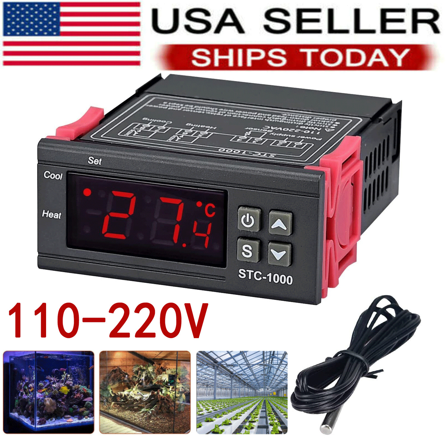 AC 110V Universal STC-1000 Digital Temperature Controller Thermostat w/ Sensor