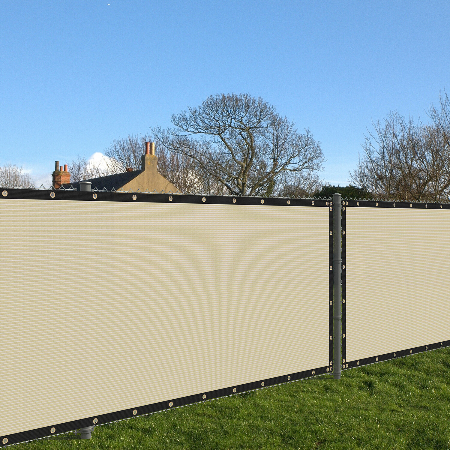 Beige 4' 5' 6' 8' Privacy Fence Screen Windscreen Mesh HDPE Shade Cover Garden