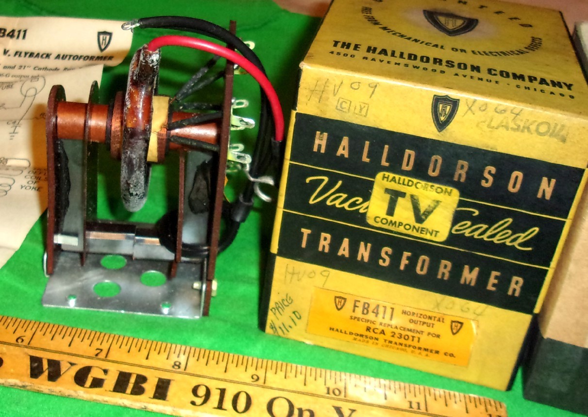 Halldorson FB411 Horizontal Sweep/HV Flyback Autoformer NOS Clean1 Orig. Carton!