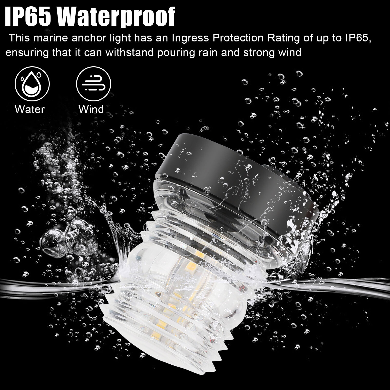 12V Marine Boat Yacht LED Navigation Light Stern Anchor Lamp All Round White 2NM