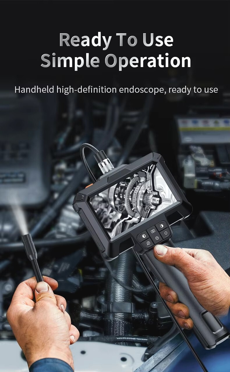 4.3" IPS 1080P HD Screen Handheld Industrial 5m Endoscope Camera Pipe Waterproof