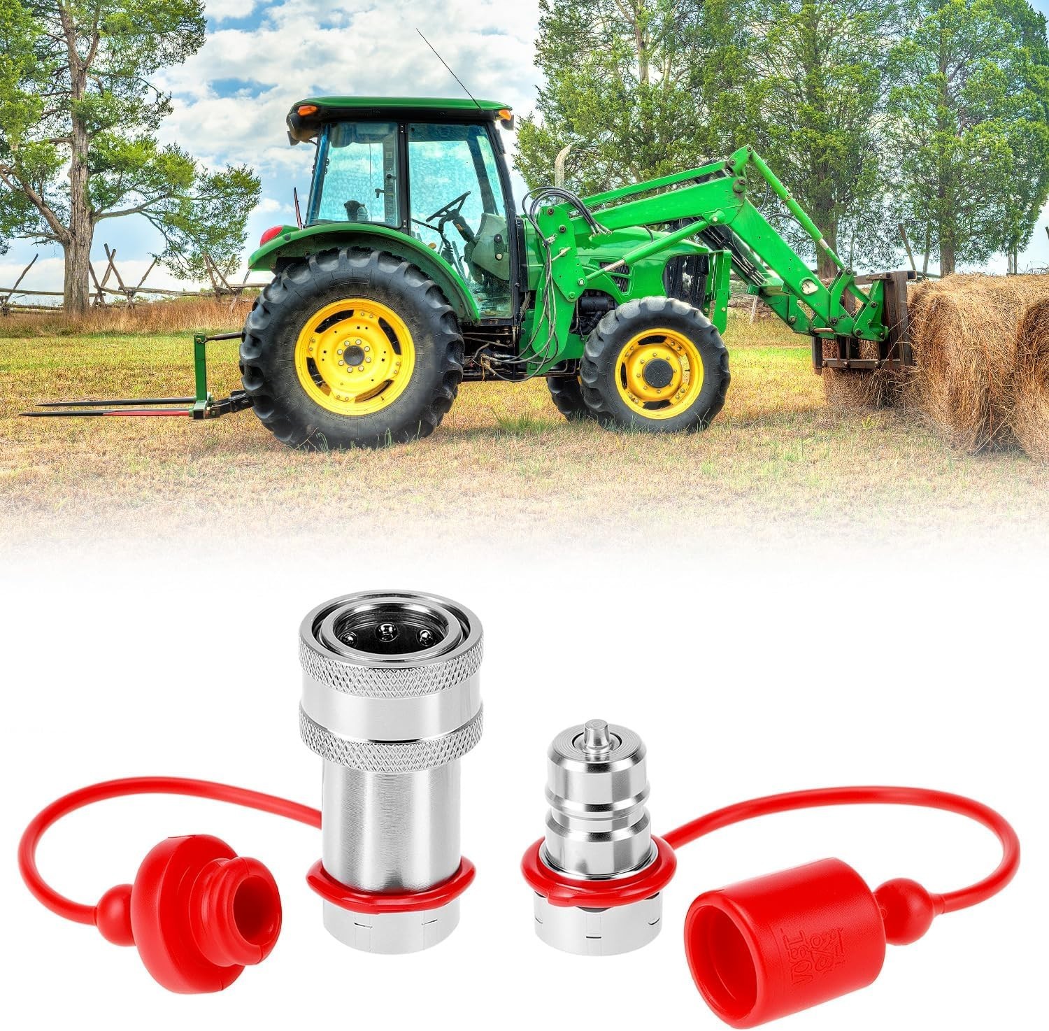 2 Pack 3/8” NPT Hydraulic Quick Connect Couplers 4000 PSI 3/8 Body Steel Set ISO