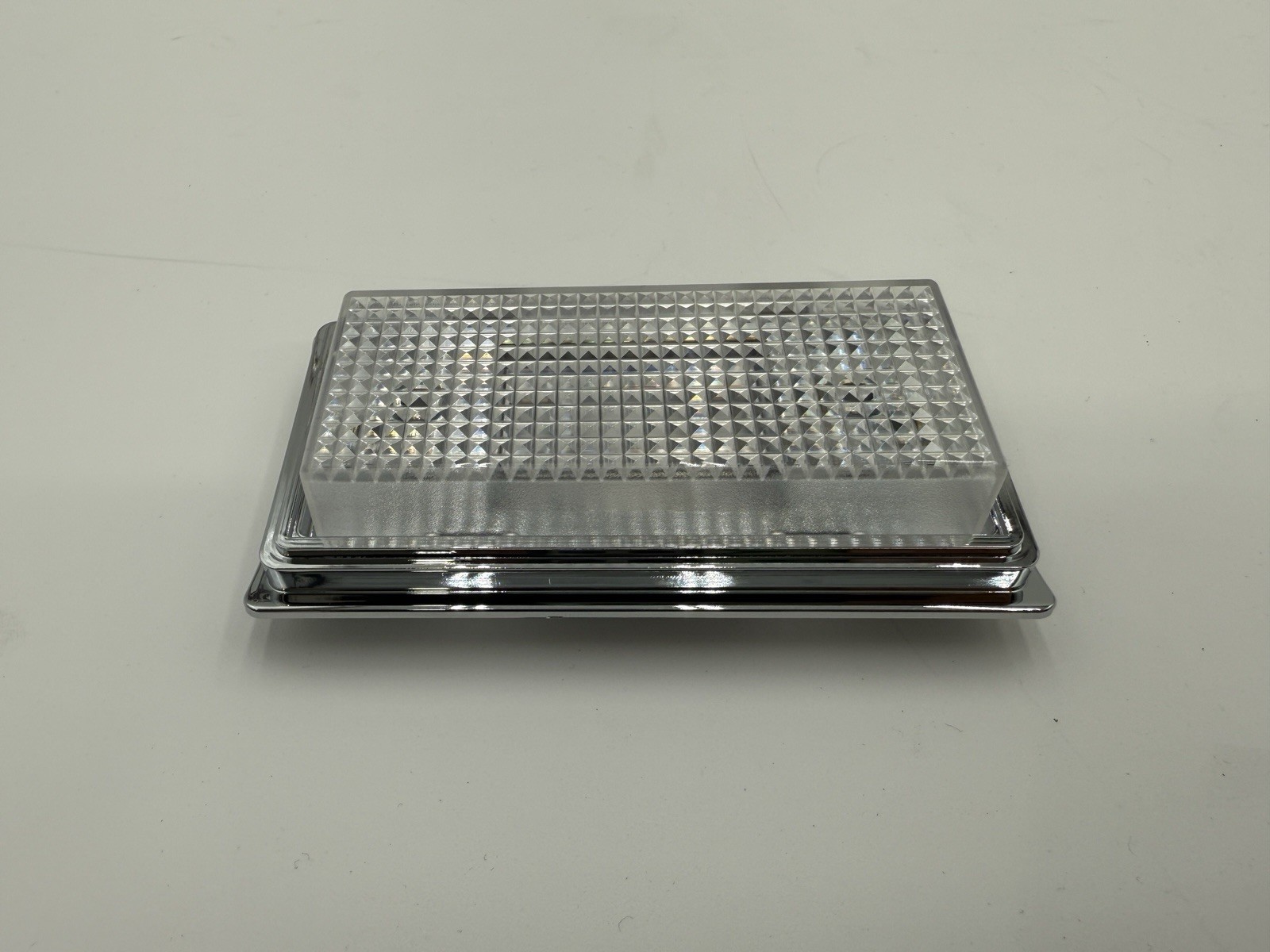 1984-87 CHEVROLET GMC C10 C20 CHROME DOME LIGHT BASE AND CLEAR LENS NEW