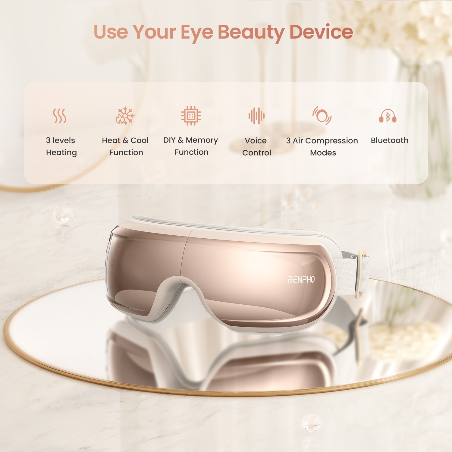 RENPHO Eye Massager with Heat & Cooling, Eyeris 3 Voice Control Gift Friend Mom