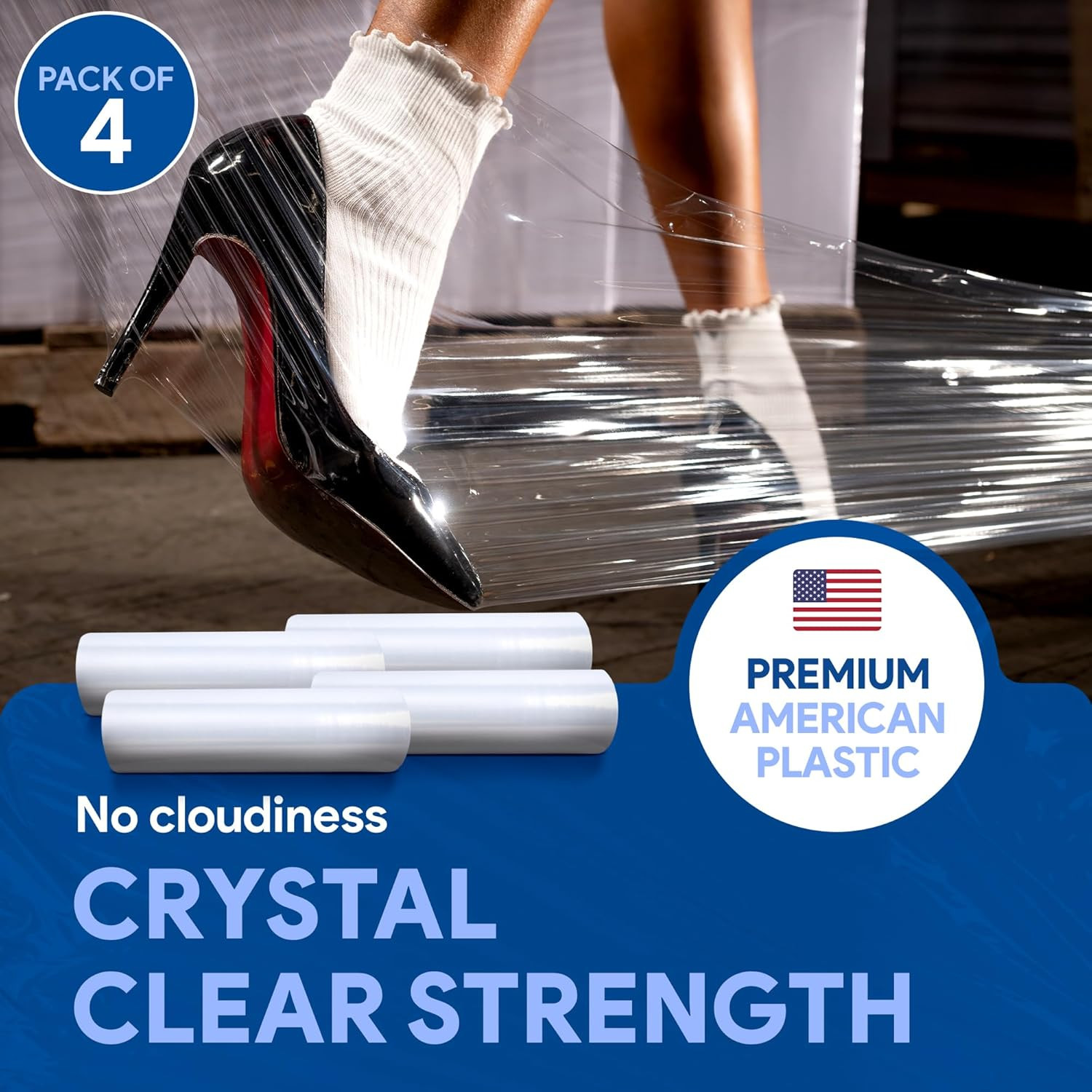 18" Stretch Film/Wrap 1200Ft 500% Stretch Clear Cling Durable Adhering Packing