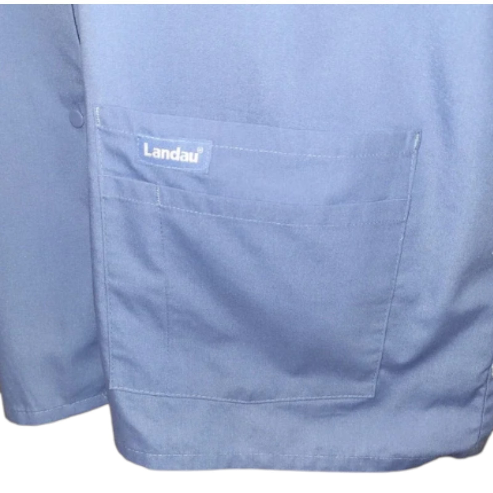 NEW Landau X-Large Blue Cotton Medical Scrub Jacket Snap Front Rib Cuffs Pockets