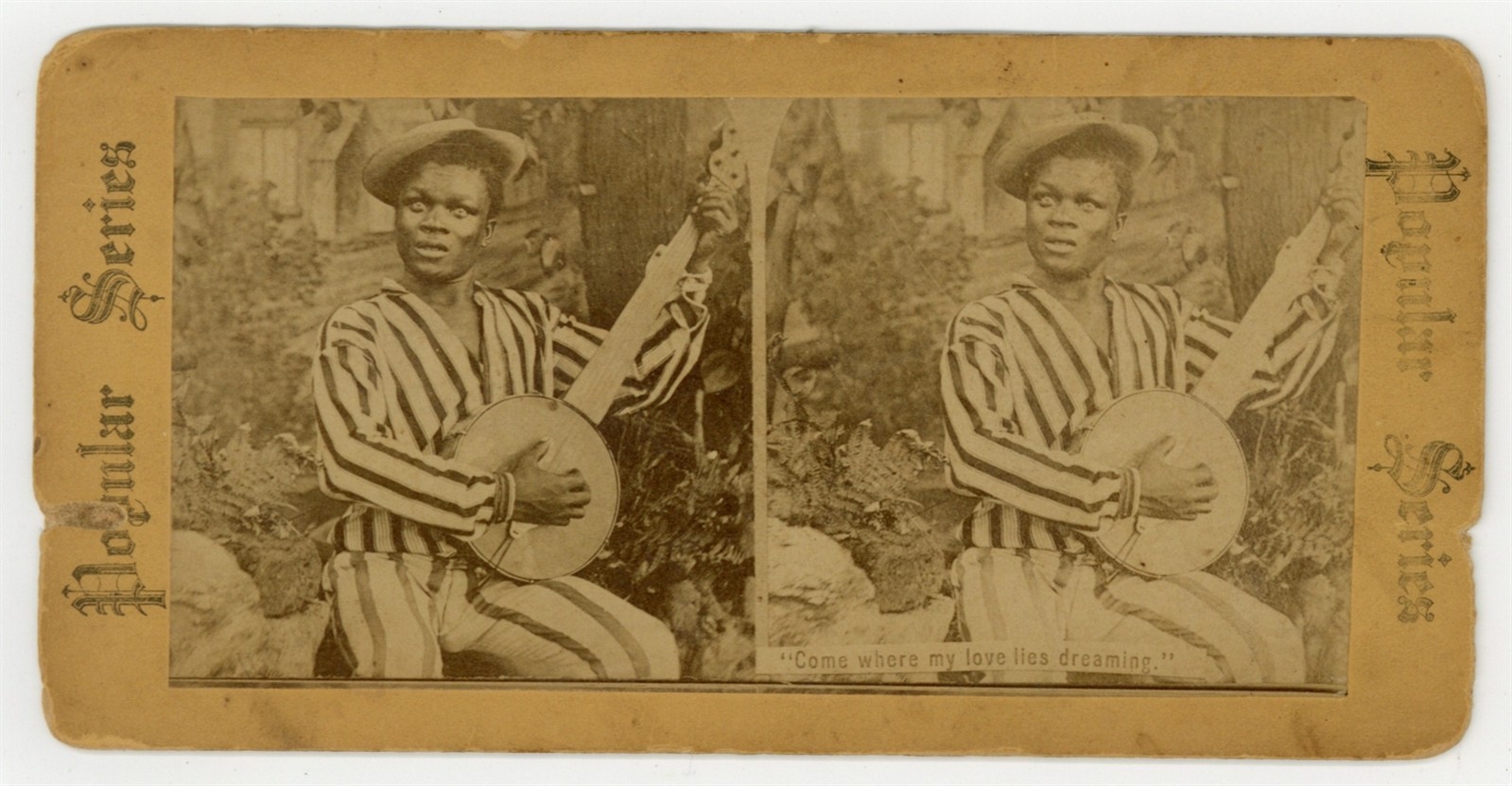 African American Musician 1870 Black Music Banjo Vaudeville Stereoview Blues