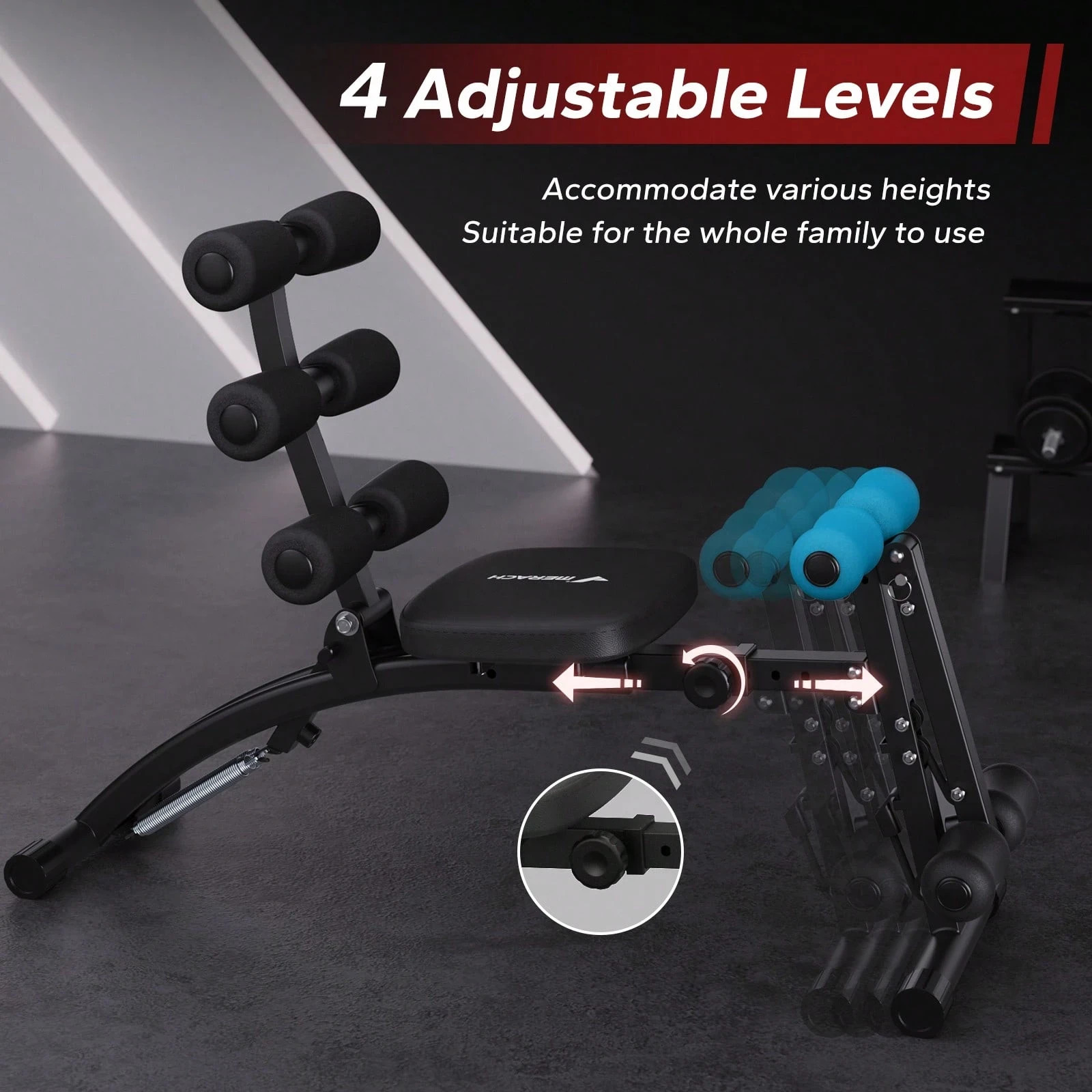 Ab Workout Bench for Home Gym - Multi-Functional Adjustable Ab Trainer