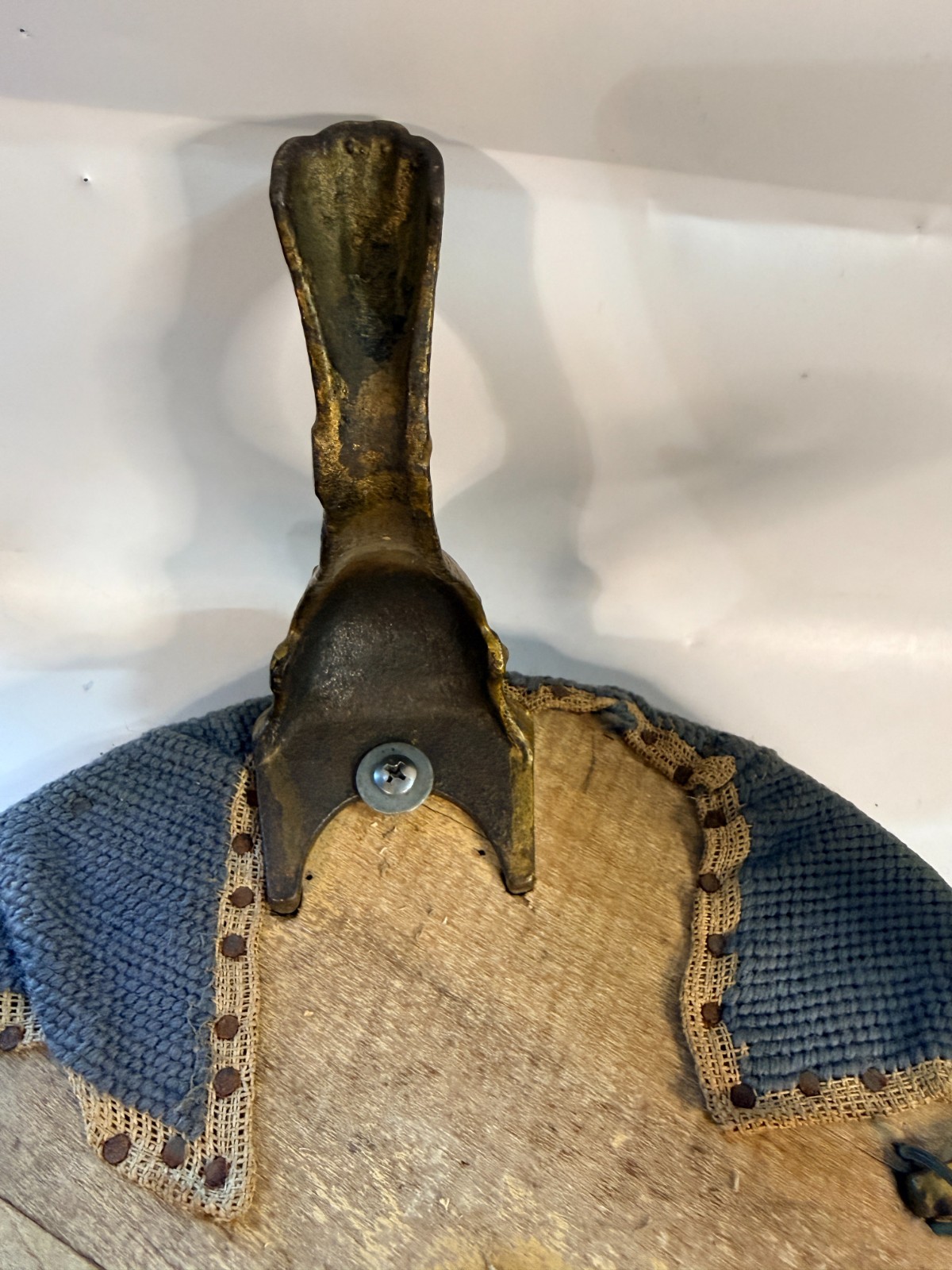 vintage metal legs Needlepoint Footstool Ottoman