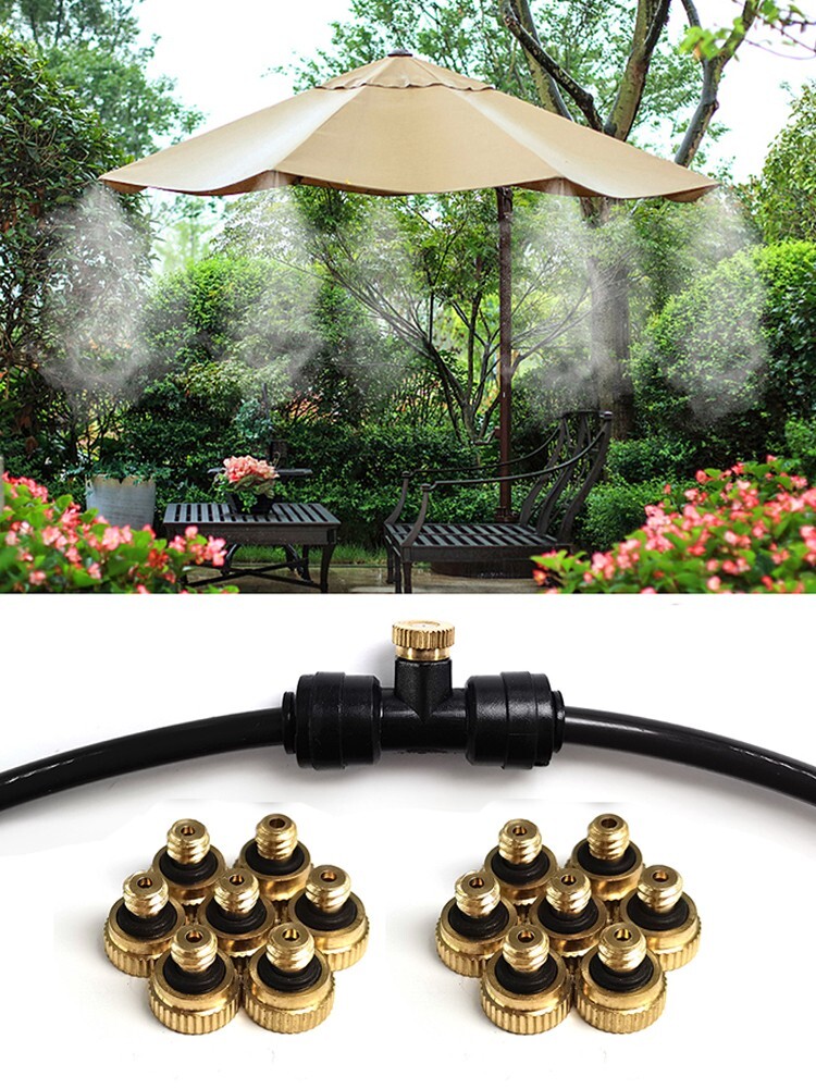20x Brass Misting Nozzles Mister Sprinkler Outdoor Cooling System Garden Sprayer
