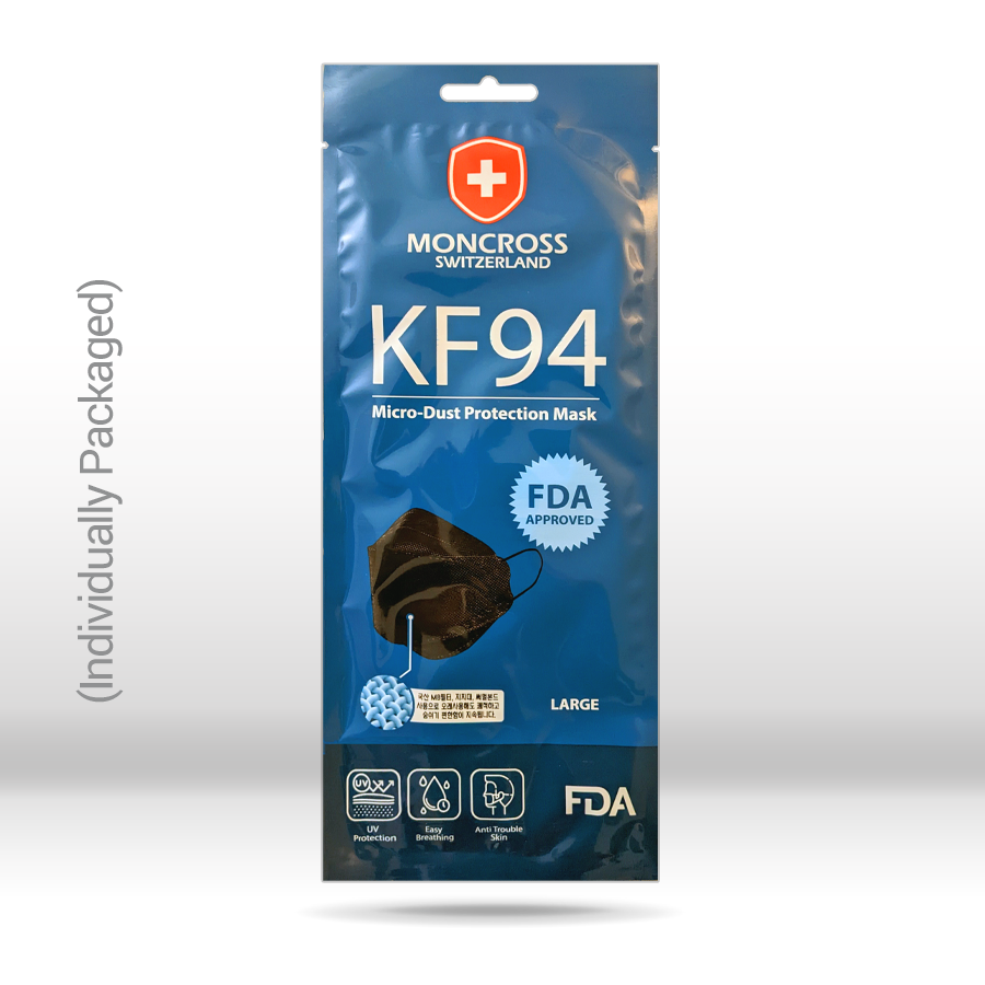 10/50/100 BLACK KF94 Disposable Face Masks 4 Layers Filters 95%+ PFE & BFE KN95