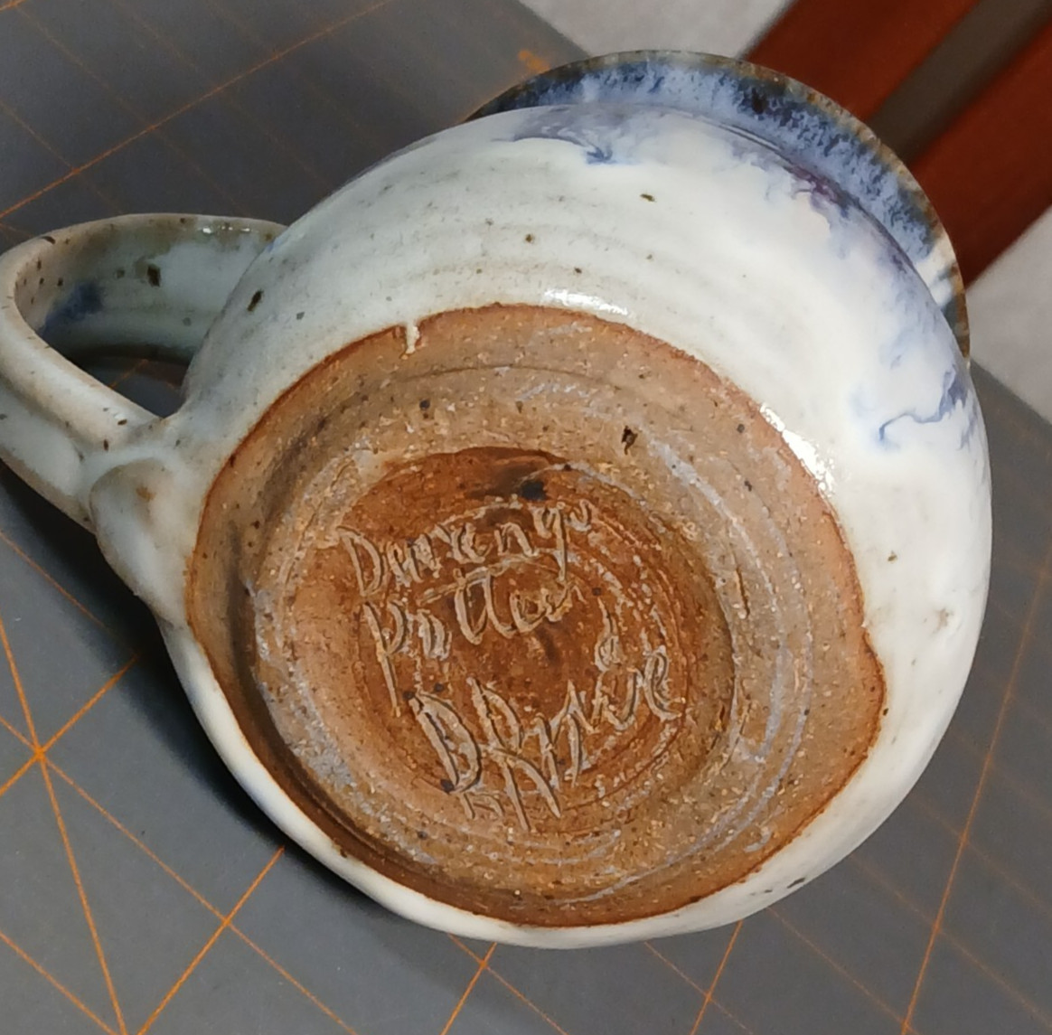 Durango Art Pottery Cup Signed Blue Variegated Drip Glaze