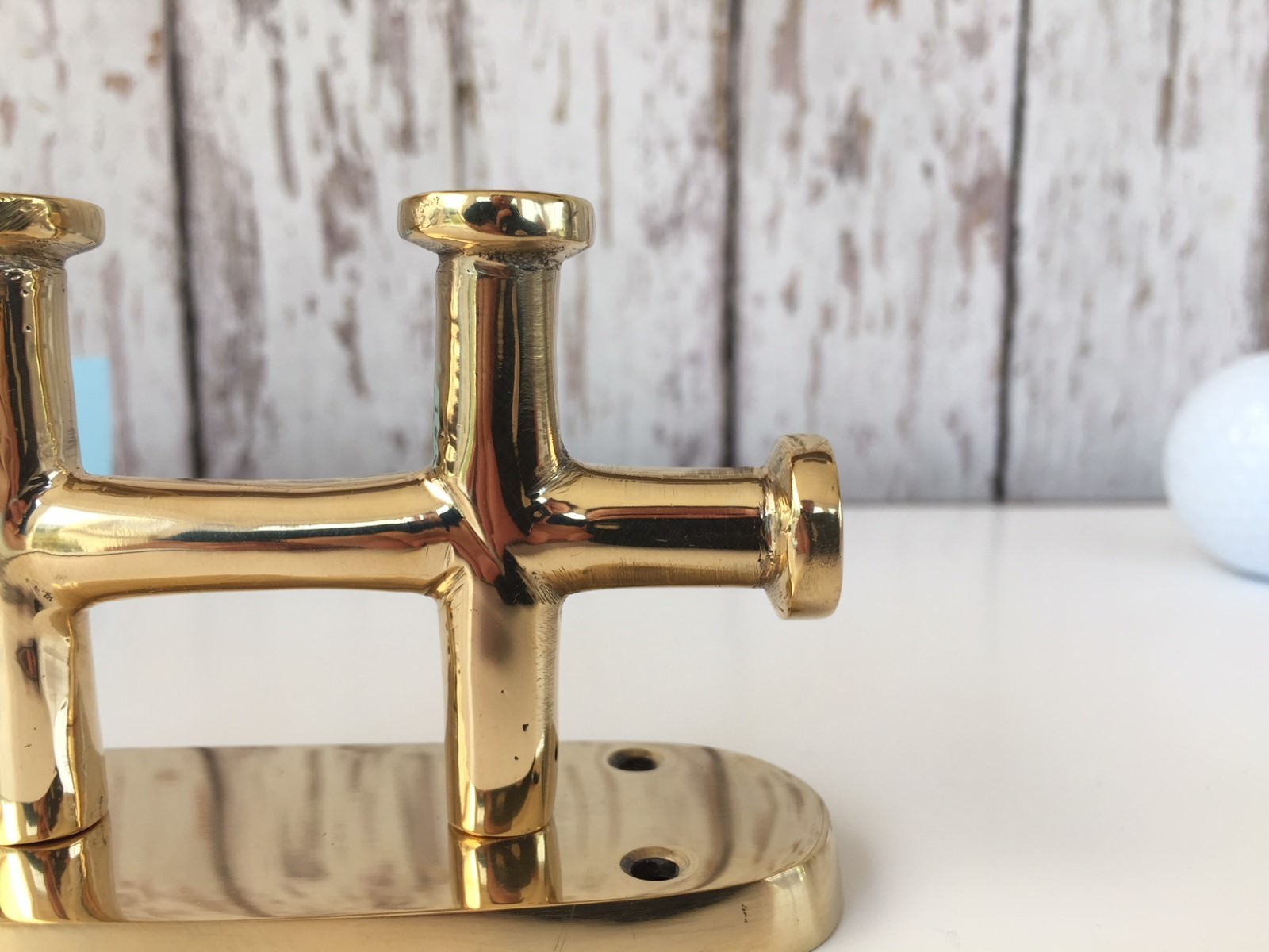 Brass Double Cross Bollard Cleat - Nautical Marine Boat Dock Chock - Handle Hook