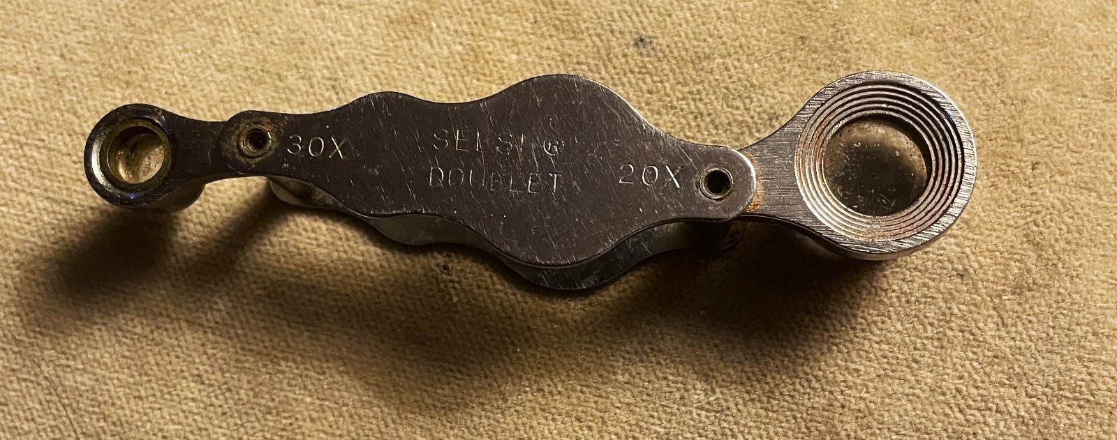 Vintage SELSI 20X 30 X Doublet Chrome Jeweler's Loupe Folding Magnifier Japan