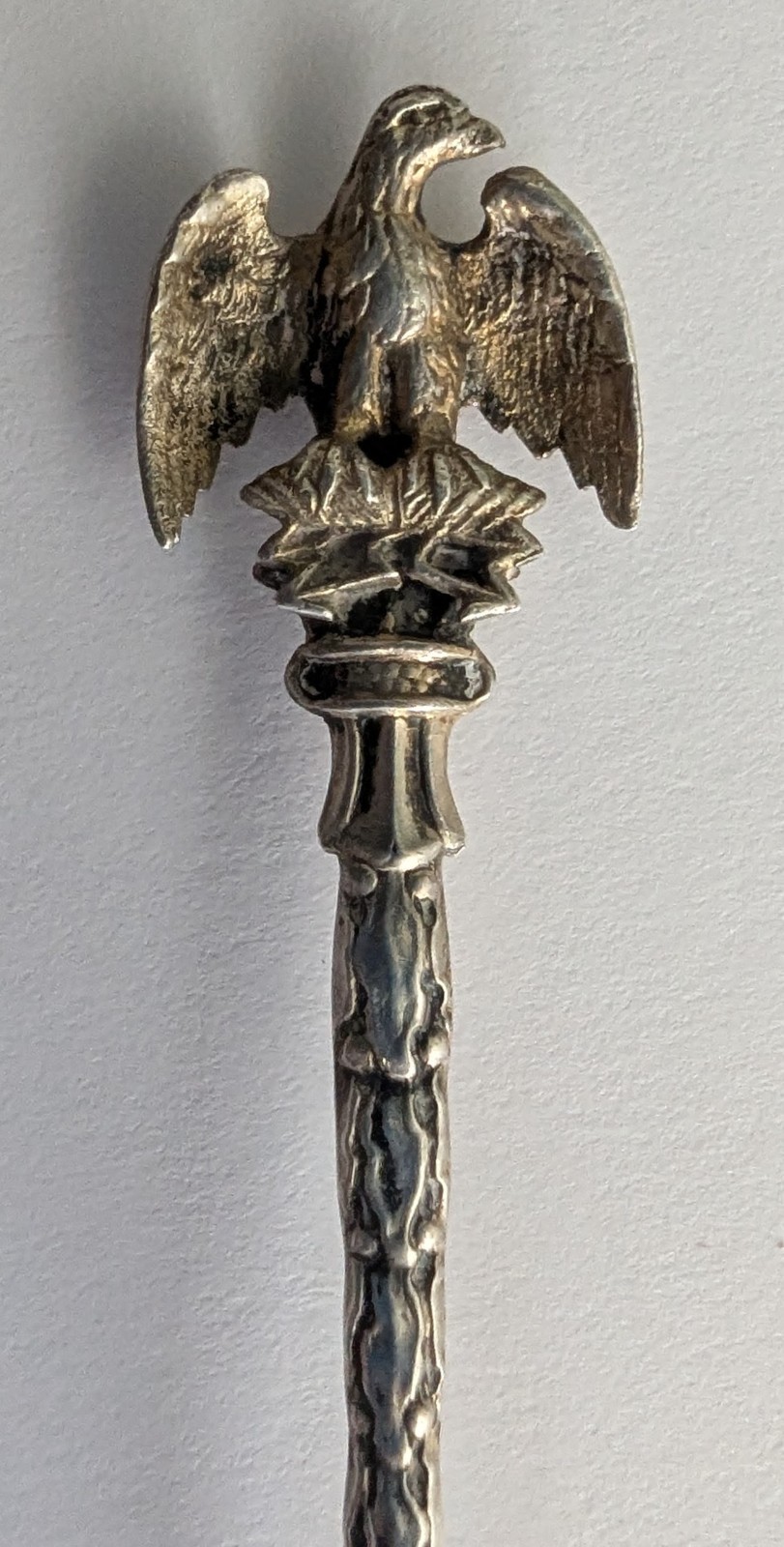 Antique 800 Silver Enamel Queen Spoon Eagle Top Josephine Signed 4.75" Tall