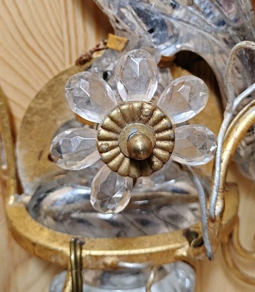 1 Antique Maison Bagues French Crystal Glass Parrot Bird Wall Sconce