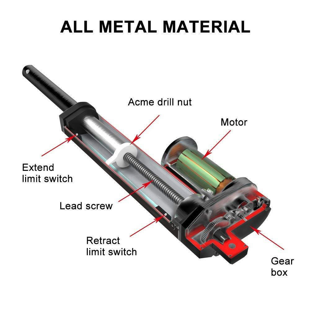 DC 12V 24V Electric Linear Actuator Cylinder Lift 1500N 3000N Stroke 2"~40" Fast