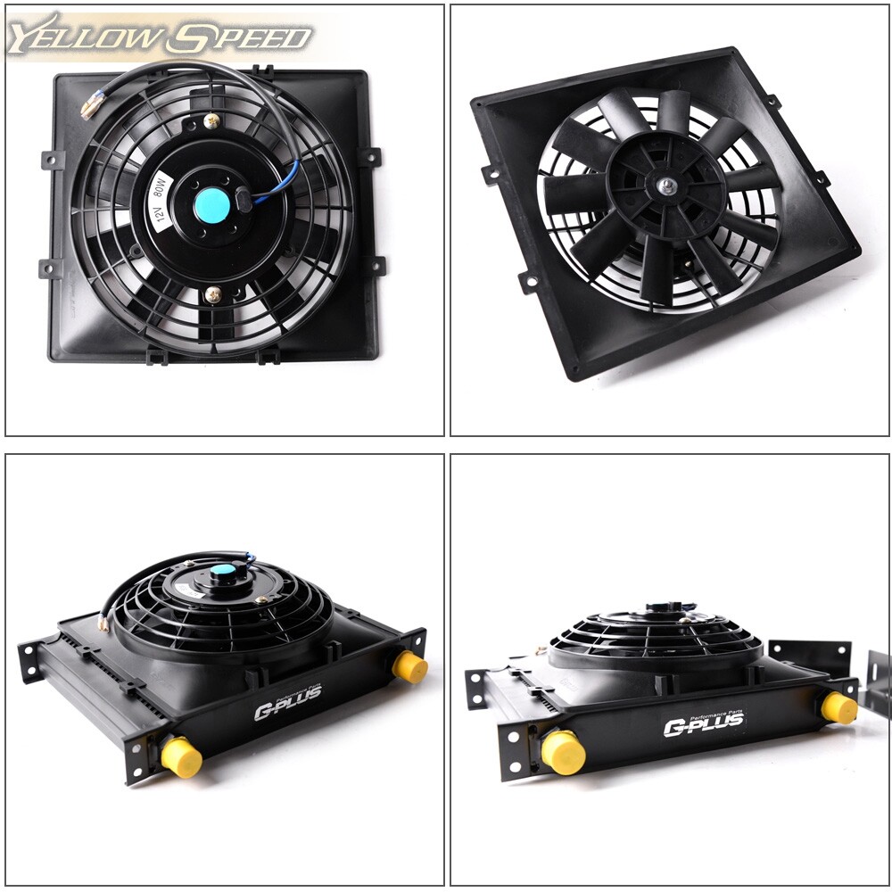 15 ROW 10AN FIT FOR UNIVERSAL TRANSMISSION OIL COOLER+7" FIXED COOLING FAN KIT