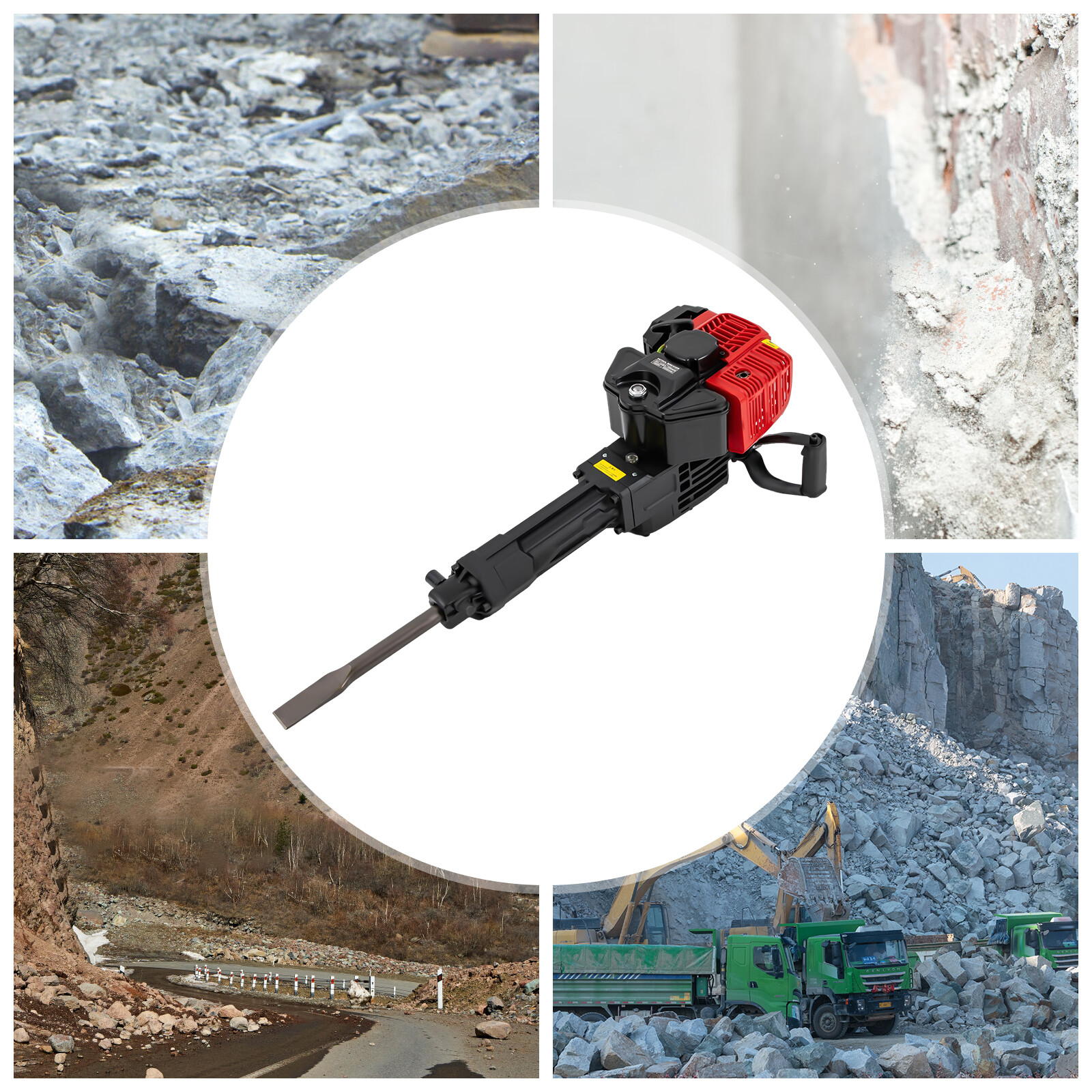 52cc Gas Gasoline Demolition Jack Hammer Concrete Breaker Punch Drill Jackhammer