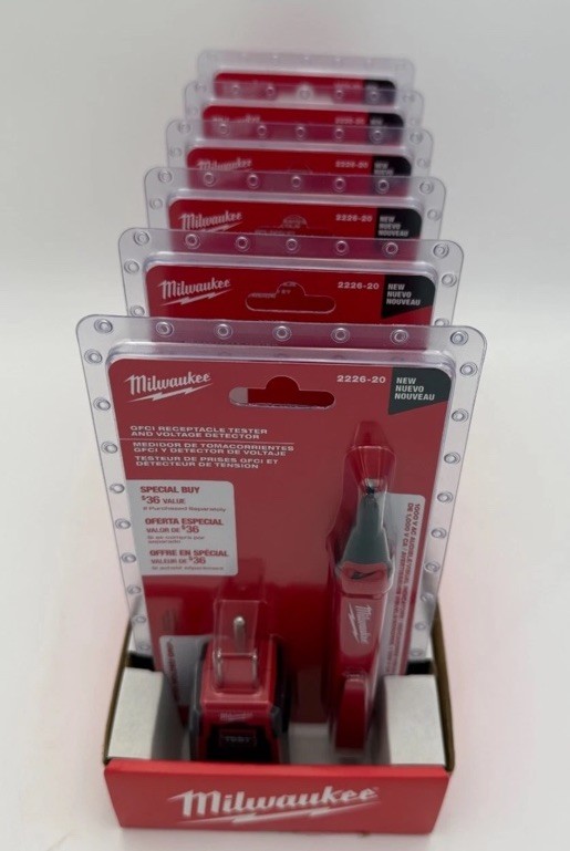 Lot of 6 Milwaukee Non-Contact Voltage & GFCI Receptacle Premium Test Kit2226-20